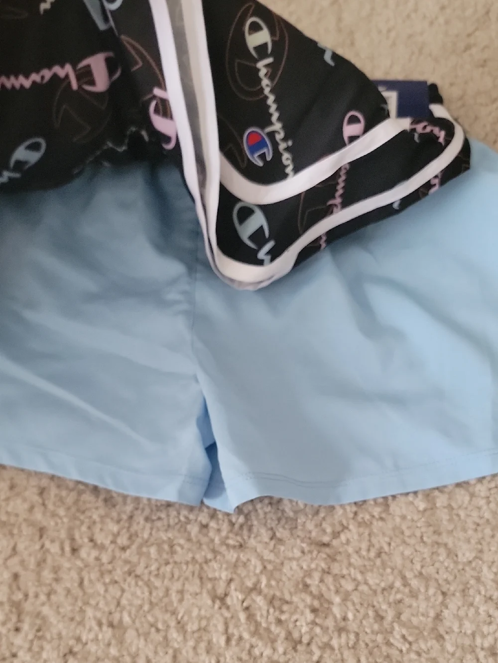 Champion Black Logo-Print Girls Athletic Shorts with White Trim 10/12 - Picture 2 of 3
